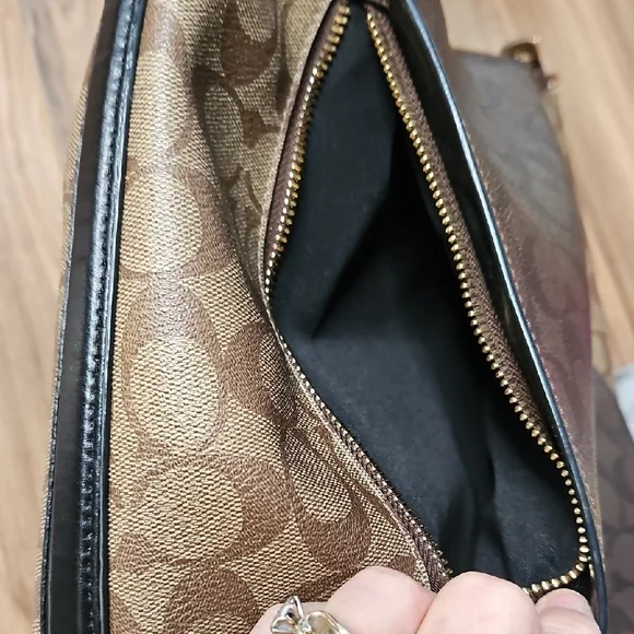 Coach Signature Marlon Women's Dark Brown and Tan Hobo Bag - Picture 12 of 17